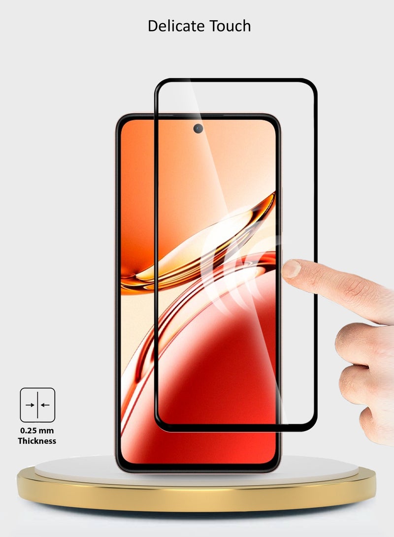 Wtech Oppo Reno12 F 4G / 5G 2024 Premium E2E Full Glue Full Cover Tempered Glass Screen Protector - (MSGECN)  Clear/Black - Image 5