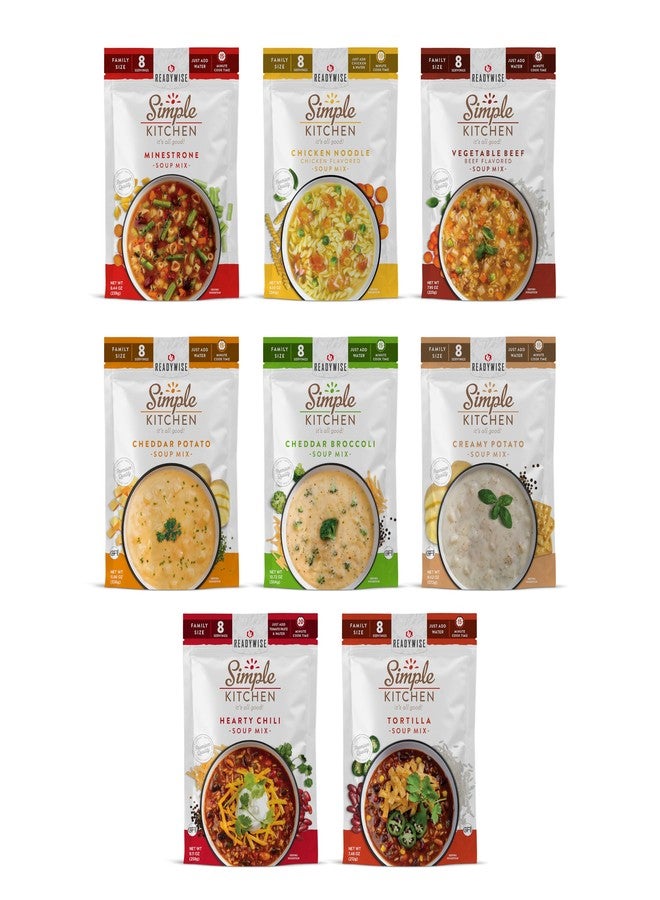 READYWISE - Simple Kitchen, Soup Sampler, Variety Pack, 8 Servings Per Pouch, Soup Mix, Family Size, Gluten Free Options, Freeze Dried Food, Soup for Family, Pack of 8 - Image 1