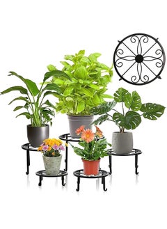 WinHolder 5 Pack Metal Plant Stand for Outdoor Indoor Plants, Heavy Duty Flower Pot Stands for Multiple Plant, Rustproof Iron Round Shelf for Planter, Potted Plant Holder for Garden Home (Black)  - Image 2