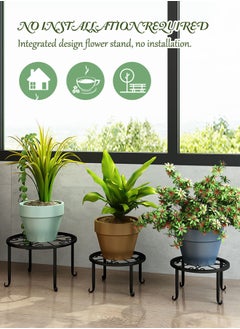 WinHolder 5 Pack Metal Plant Stand for Outdoor Indoor Plants, Heavy Duty Flower Pot Stands for Multiple Plant, Rustproof Iron Round Shelf for Planter, Potted Plant Holder for Garden Home (Black)  - Image 4