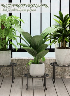 WinHolder 5 Pack Metal Plant Stand for Outdoor Indoor Plants, Heavy Duty Flower Pot Stands for Multiple Plant, Rustproof Iron Round Shelf for Planter, Potted Plant Holder for Garden Home (Black)  - Image 5
