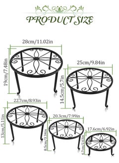 WinHolder 5 Pack Metal Plant Stand for Outdoor Indoor Plants, Heavy Duty Flower Pot Stands for Multiple Plant, Rustproof Iron Round Shelf for Planter, Potted Plant Holder for Garden Home (Black)  - Image 3