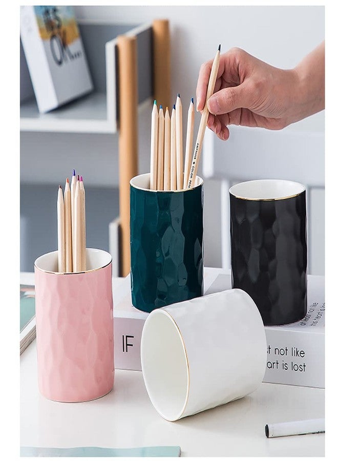 Aewill Ceramic Pen Holder Stand Cup Pencil Holder Organizer Makeup Brush Holders for Home Office Desk (Pink) - Image 4