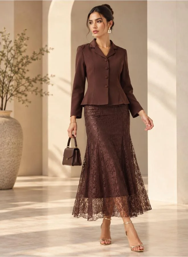 Khizana Blazer Top & Skirt Set