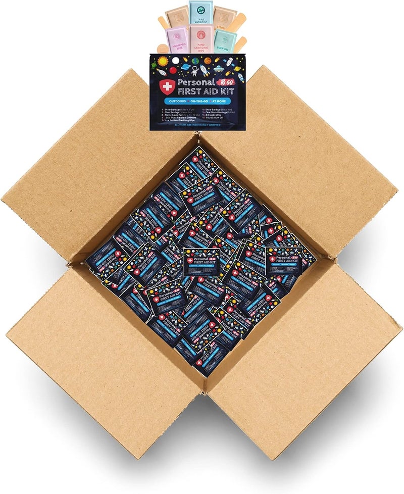 pH Advantage Personal First Aid Kit Case of 60 Clean Treat Protect Minor Cuts Scrapes and Burns Perfect for Home Office Car School Business Camping Individually Wrapped First Aid Products Space - Image 1