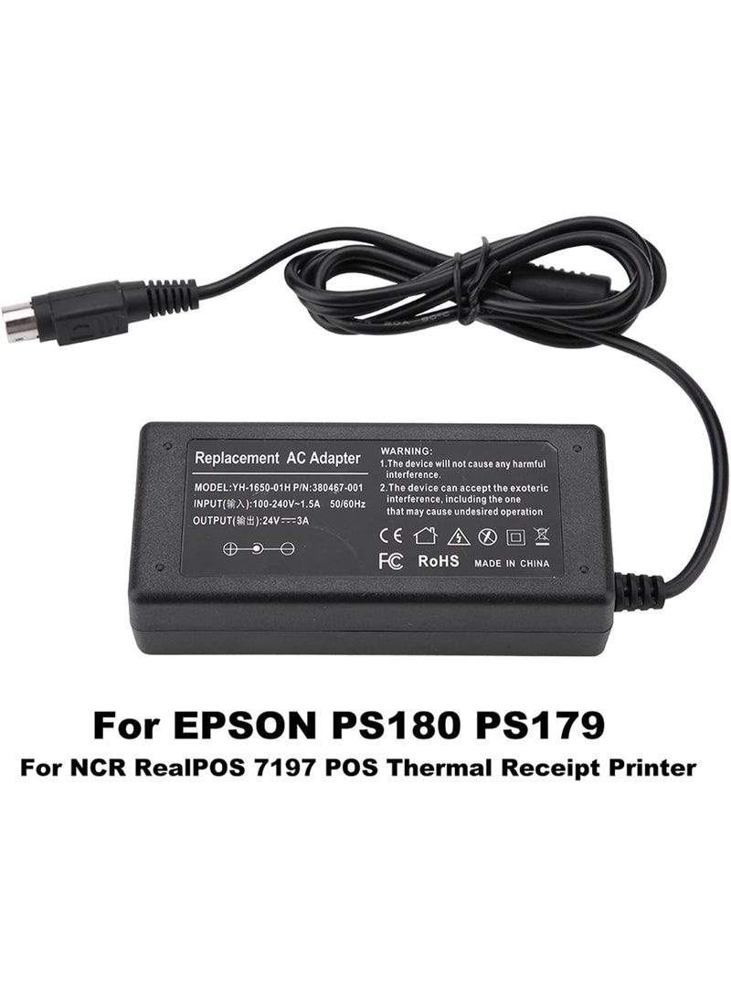Terabyte Power Adapter compatible  for EPSON Bill Counter, 72W, AC100-240V 1.5A, 3-pin, Proprietary, Compatible with EPSON PS180 PS179, NCR RealPOS 7197 POS Thermal Receipt Printer - Image 3