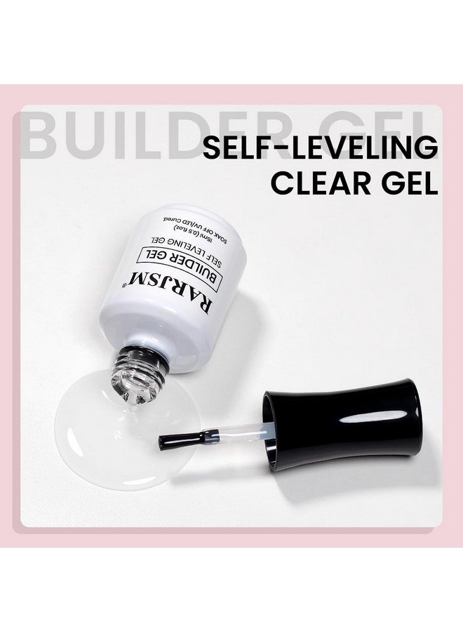 RARJSM Clear Builder Nails Gel Polish For Self Leveling Transparent Nail Strengthener In A Bottle Nail Extension Hard Gel 15Ml Brush On Buidler Extend Gel Uv Led Soak Off Curing Requires Salon Home - Image 2
