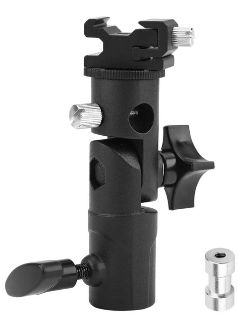 Camera Flash Bracket, Swivel Light Stand 180° Adjustable for 1/4" 3/8" Lamp Mount Tripod