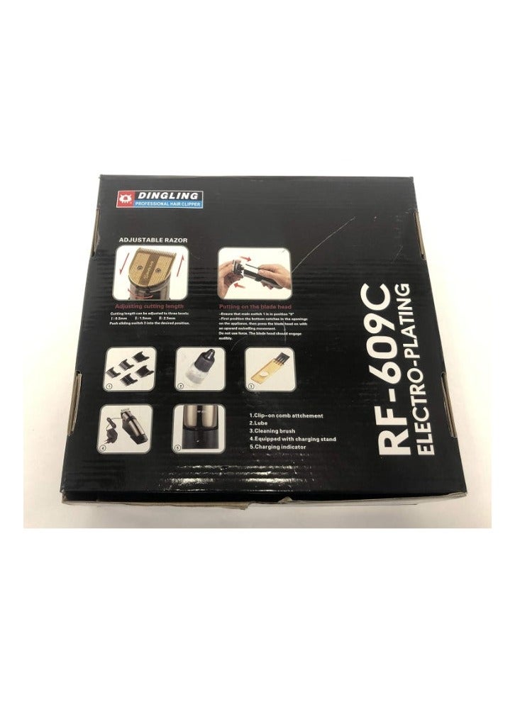 DINGLING Electro Plating Hair Clipper For Male RF-609C Black/Gold Shaving Trimmer - Image 4