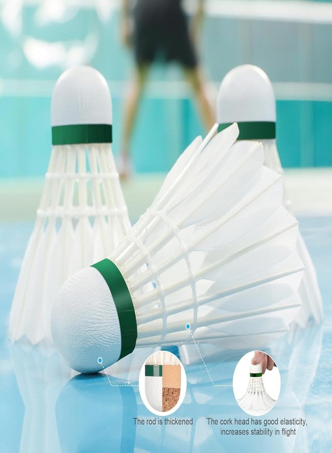 DEAL NUT 12Pcs Feather Shuttlecock Set, Badminton Shuttlecocks with Goose Feather, Durable & High-Performance Feather Design for Indoor & Outdoor Badminton, Stable Flight & Fast Recover (White) - Image 5