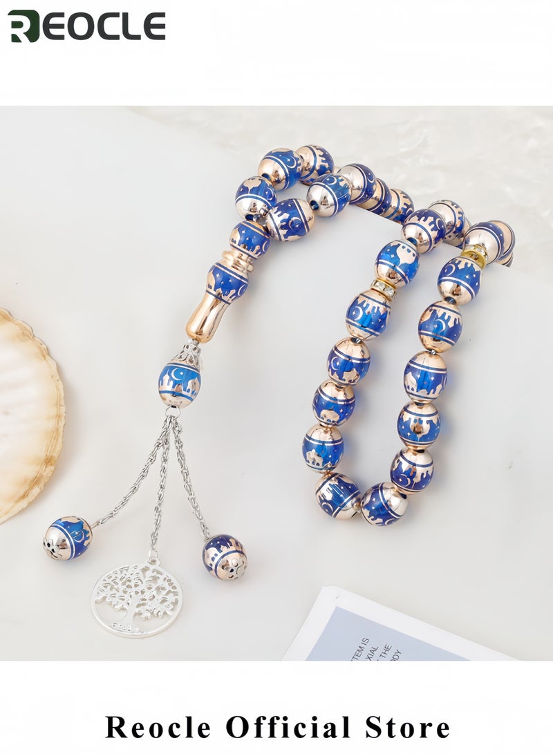 ريوكل سبحة إسلامية مع خرز 12 مم سبحة مسلمة سوار إسلامي مزخرف خرز إيماني للعبادة إكسسوار إسلامي روحي هدية مثالية للمؤمنين - Image 2