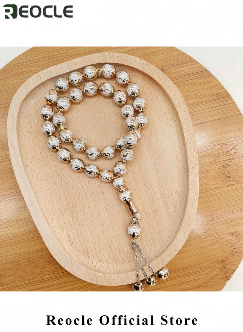ريوكل سبحة إسلامية مع خرز 12 مم سبحة مسلمة سوار إسلامي مزخرف خرز إيماني للعبادة إكسسوار إسلامي روحي هدية مثالية للمؤمنين - Image 5