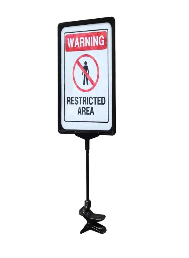 Infomate Premium A4 Fra Document & Signage Display Stand with Clamp, Adjustable PP Frame Holder for Notices, Menus, Warnings & Information Display, 360° Rotating Sign Board for Table & Shelf Mounting - Image 1