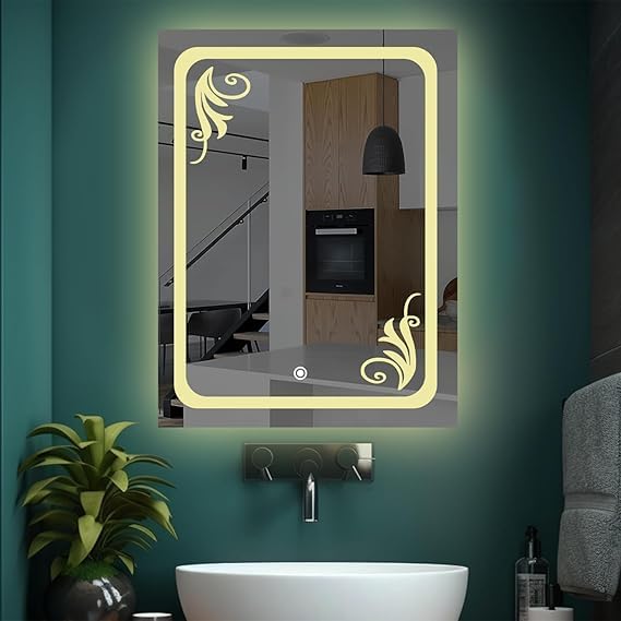 TINITALO Quality Glass Rectangular LED Mirror for Bathroon with Back Light Imported Touch Sensor + Dimmer + White Light + Coold Day Light + Warm Light Total 3 Light Brightness Adjustable LED 311 - Image 2