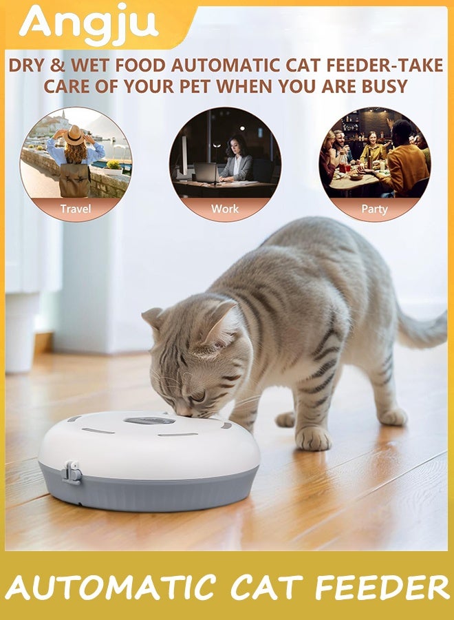 Angju Automatic Cat Feeder Wet Dry Food Dispenser Dogs Pet Timed Feed Bowl with Two Ice Packs Smart Programmable Self Feeder 6 Meals Per Day Fresh Food Refrigerated Container - Image 5