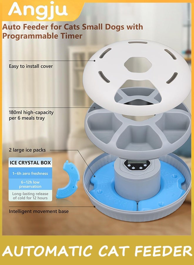 Angju Automatic Cat Feeder Wet Dry Food Dispenser Dogs Pet Timed Feed Bowl with Two Ice Packs Smart Programmable Self Feeder 6 Meals Per Day Fresh Food Refrigerated Container - Image 4