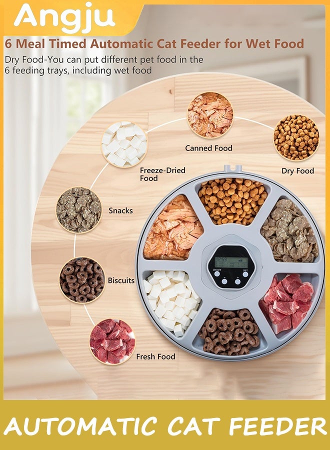 Angju Automatic Cat Feeder Wet Dry Food Dispenser Dogs Pet Timed Feed Bowl with Two Ice Packs Smart Programmable Self Feeder 6 Meals Per Day Fresh Food Refrigerated Container - Image 3