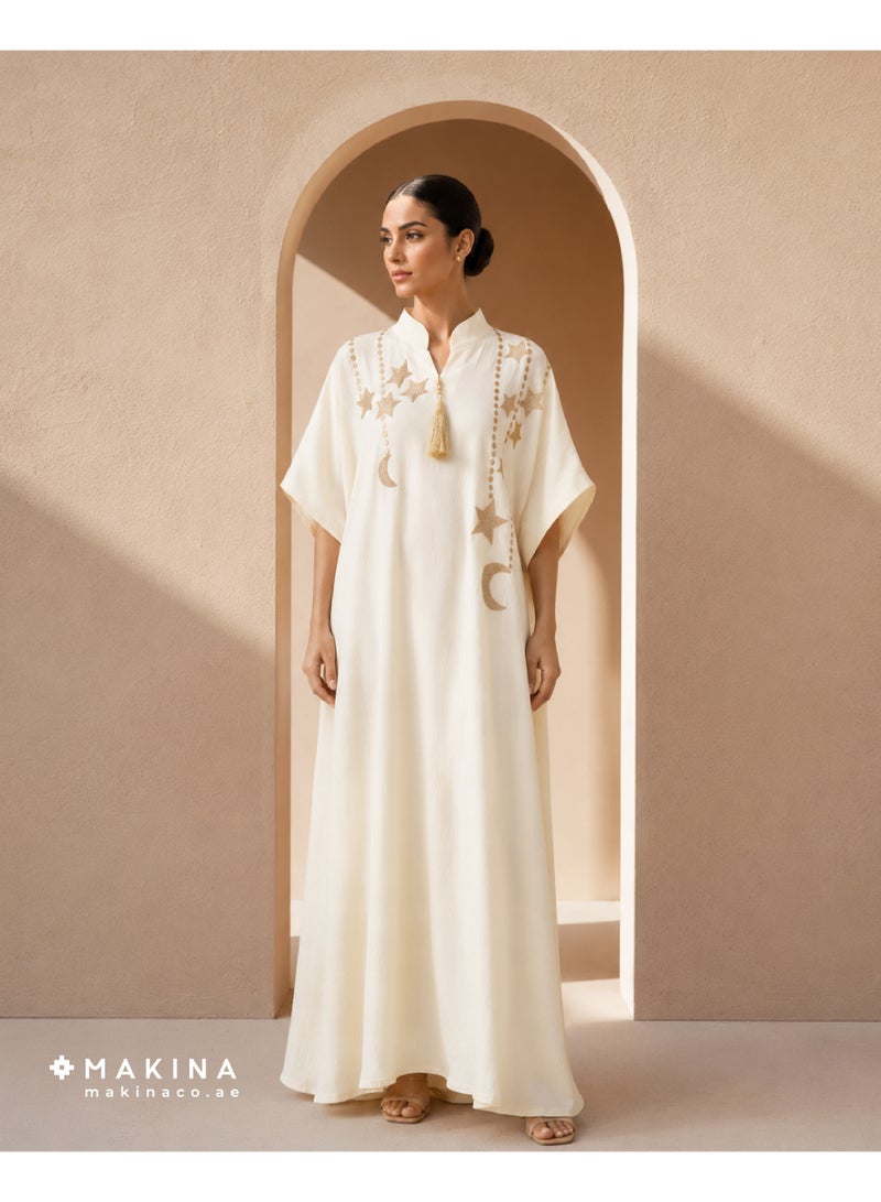 MAKINA Premium Cotton Mukhawar with Star & Moon Embroidery - Image 1