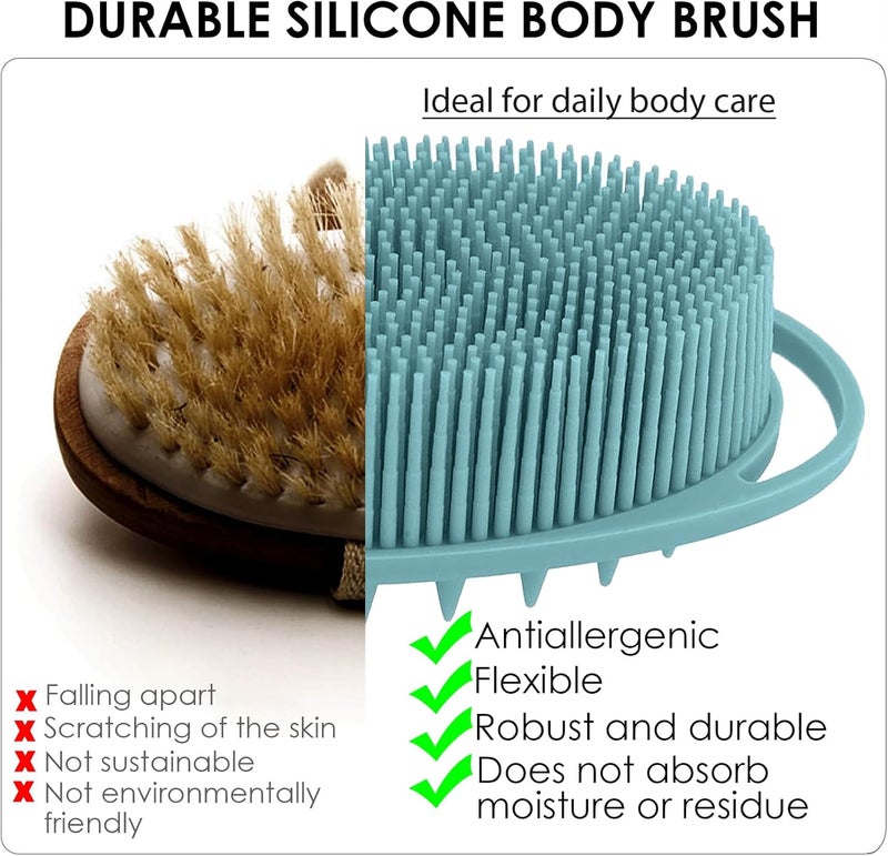 RamPula Silicone Body Scrubber – Dual-Sided Silicone Loofah for Shower, Set of 3 Soft Exfoliating Body Bath Shower Scrubber Loofah Brush Easy-to-Clean for Sensitive Kids Women Men All Kinds of Skin - Image 3
