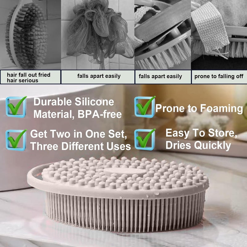RamPula Silicone Body Scrubber – Dual-Sided Silicone Loofah for Shower, Set of 3 Soft Exfoliating Body Bath Shower Scrubber Loofah Brush Easy-to-Clean for Sensitive Kids Women Men All Kinds of Skin - Image 2