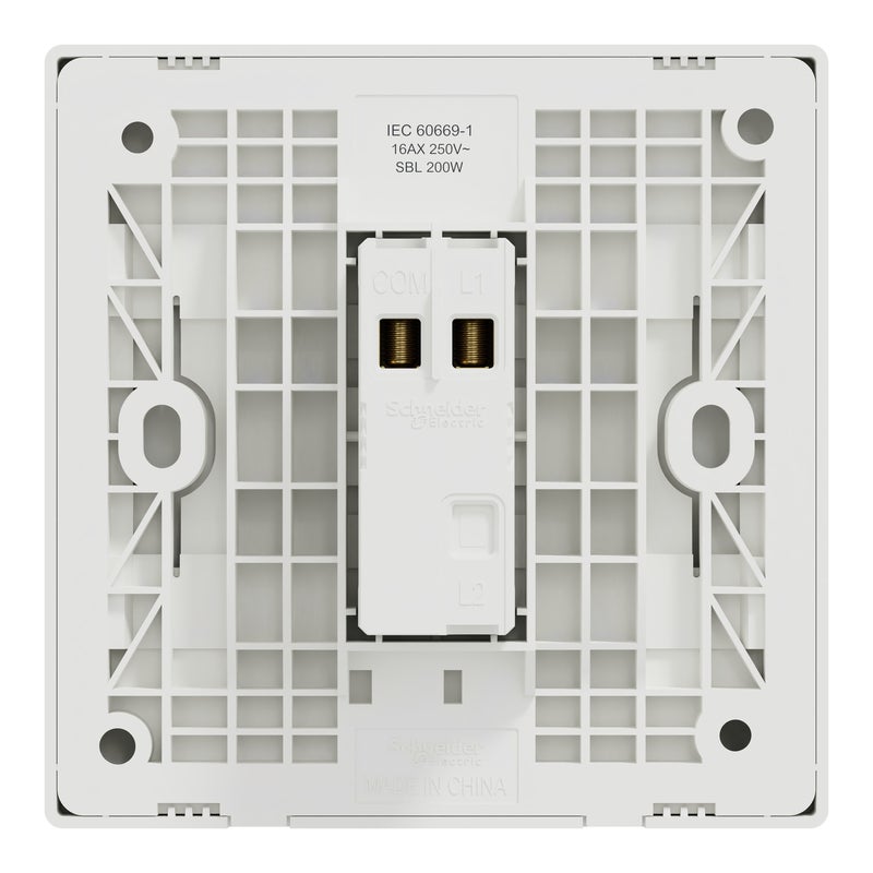 Schneider Electric مفتاح شneider Electric Vivace E 1-way، 16AX 250V، 1 مجموعة، تركيب مدمج، أبيض لامع من البولي كربونات - Image 2