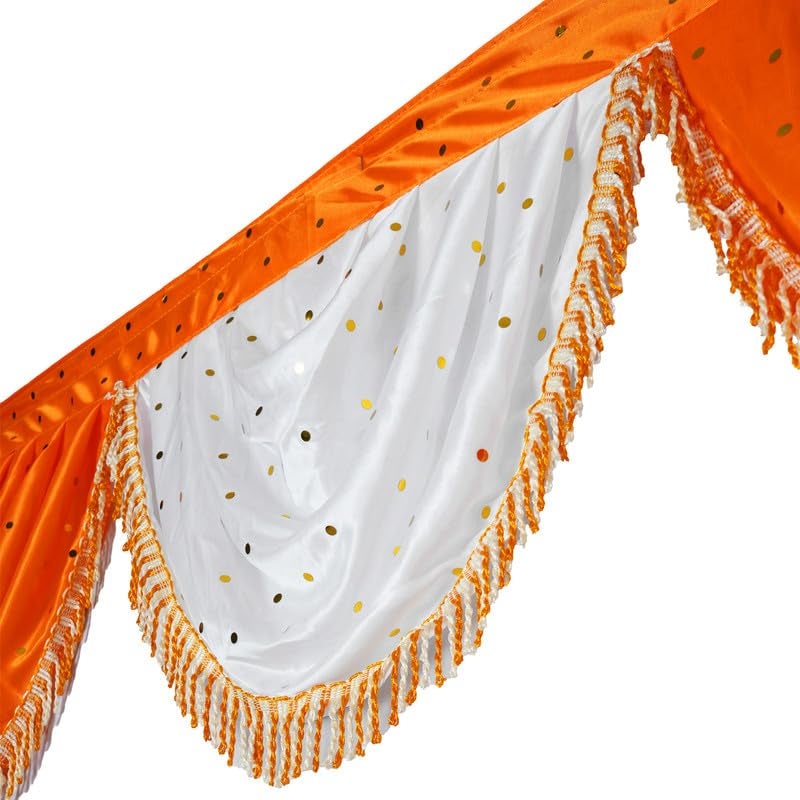 PRIYAKANT SAFAWALA PRIYAKANT SAFAWALA Ganpati Decoration Toran Jhalar Ideas at Home Festival Temple and Special Ganesh Chaturthi Decoration Jhalar Size Length 30 Feet and Hight 12 Inches Mango and White - Image 2