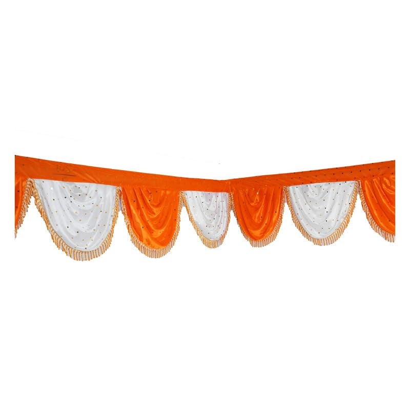 PRIYAKANT SAFAWALA PRIYAKANT SAFAWALA Ganpati Decoration Toran Jhalar Ideas at Home Festival Temple and Special Ganesh Chaturthi Decoration Jhalar Size Length 30 Feet and Hight 12 Inches Mango and White - Image 3