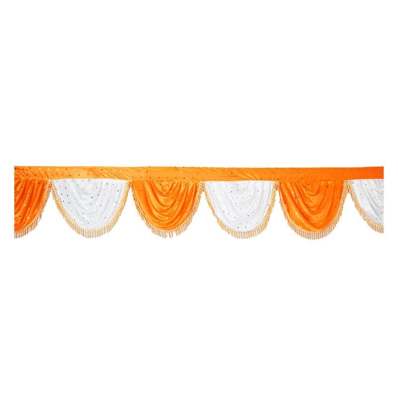 PRIYAKANT SAFAWALA PRIYAKANT SAFAWALA Ganpati Decoration Toran Jhalar Ideas at Home Festival Temple and Special Ganesh Chaturthi Decoration Jhalar Size Length 30 Feet and Hight 12 Inches Mango and White - Image 1
