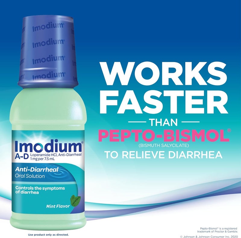 IMODIUM دواء إيموديوم A-D السائل المضاد للإسهال مع لوبيراميد HCl للمساعدة في السيطرة على أعراض الإسهال بسبب الإسهال الحاد وإسهال المسافرين، بنكهة النعناع، مؤهل لـ HSA/FSA، 4 أونصات سائلة - Image 3