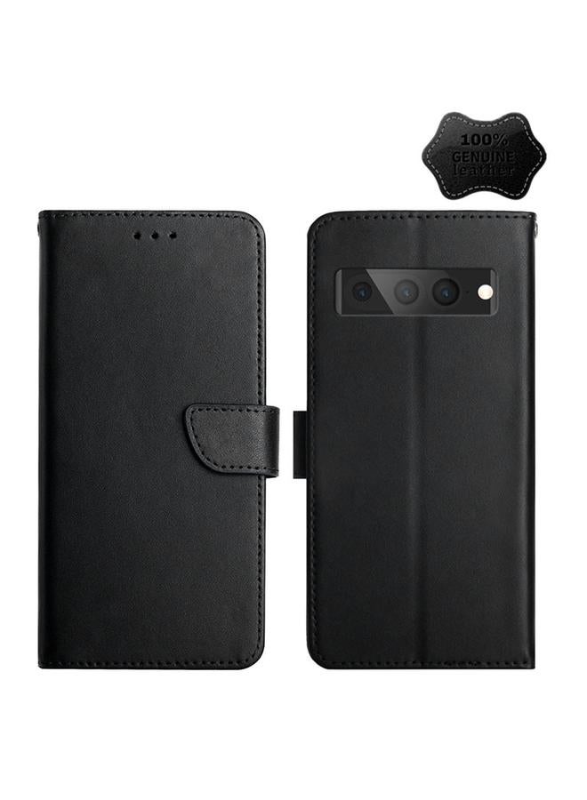 Green Tiger Case For Google Pixel 7 Pro Genuine Leather Fingerprint-proof Horizontal Flip Phone Case - Image 1