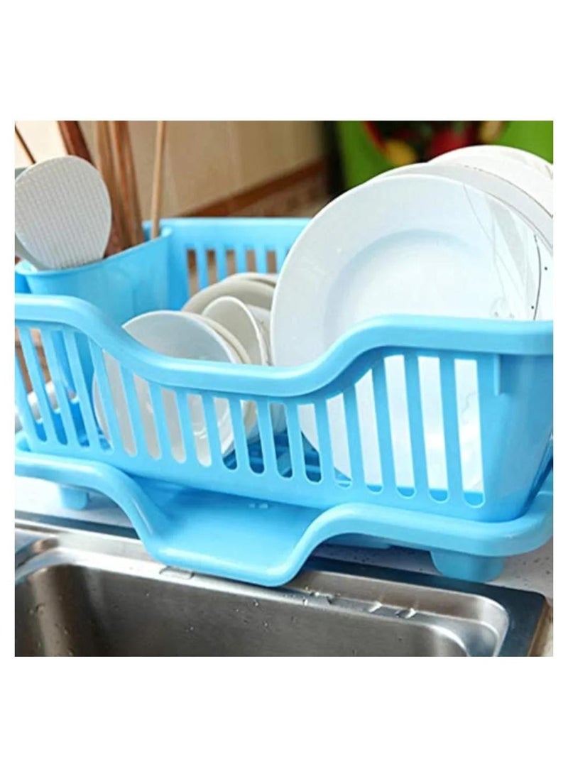 رف أطباق بلاستيكي مع قاعدة - مصفاة حوض للمطبخ - منظم أطباق وملاعق وأكواب متعدد الألوان - Image 2