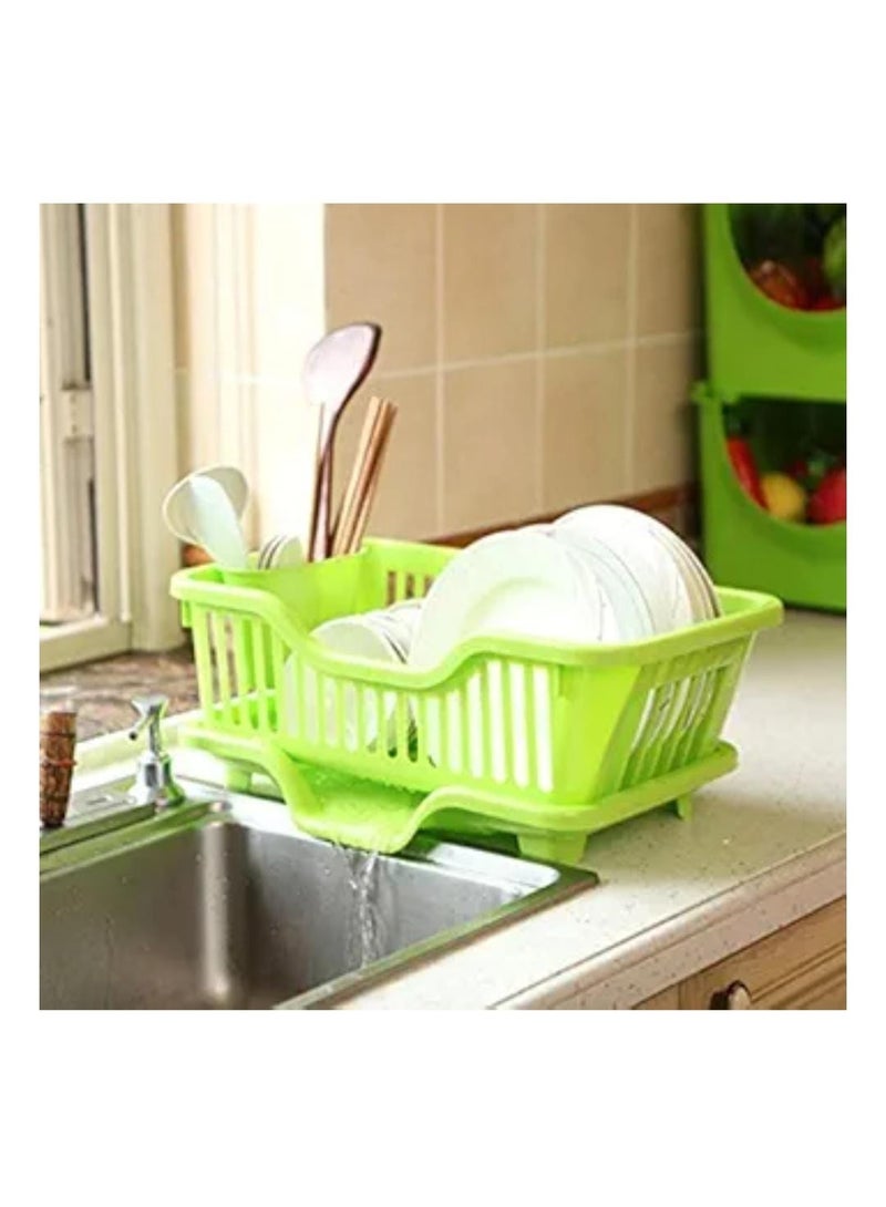 رف أطباق بلاستيكي مع قاعدة - مصفاة حوض للمطبخ - منظم أطباق وملاعق وأكواب متعدد الألوان - Image 5