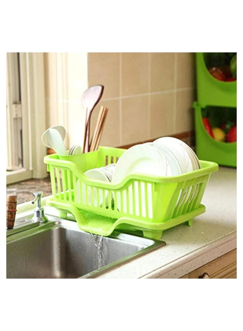 رف أطباق بلاستيكي مع قاعدة - مصفاة حوض للمطبخ - منظم أطباق وملاعق وأكواب متعدد الألوان - Image 4