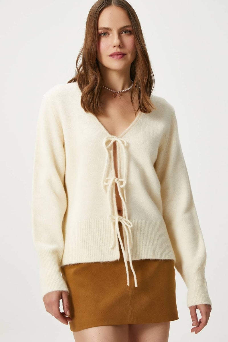 Ritnice Women's Tena Laced Cream Knit Cardigan  - Image 1
