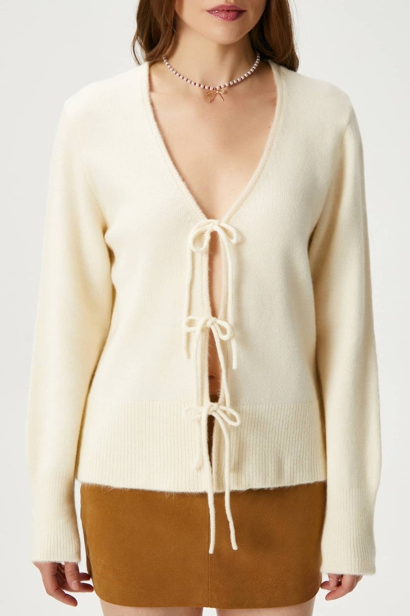 Ritnice Women's Tena Laced Cream Knit Cardigan  - Image 2