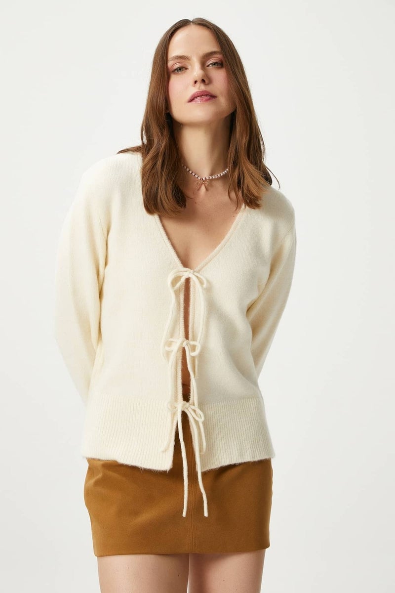 Ritnice Women's Tena Laced Cream Knit Cardigan  - Image 3