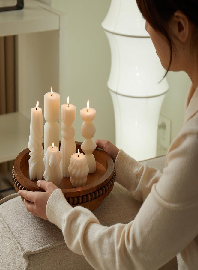 NATCENSE 6 Pcs Small Handmade Ribbed Pillar Candle Set, Soy Wax Modern Home Decor for Living Room Bedroom, Aesthetic Table & Shelf Decor, Perfect Housewarming Gift (White, Small) - Image 5