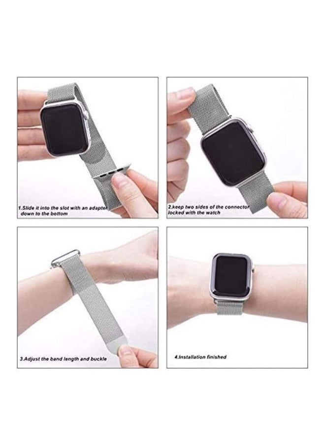 NIBEMINENT - Milanese Loop Stainless Steel Band Compatible iWatch Series Silver - Image 1