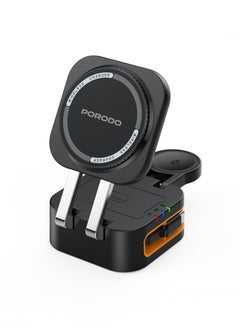 porodo Foldable Pocket-Sized Wireless Charger FWC061 Multi-Device Charging / Telescopic Charging Pad / Telescopic Charging Pad - black  - Image 1