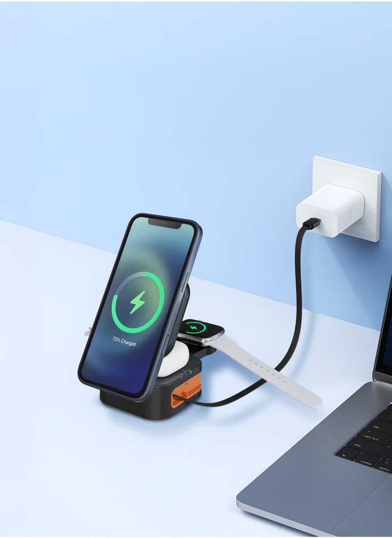porodo - Foldable Pocket-Sized Wireless Charger FWC061 Multi-Device Charging / Telescopic Charging Pad / Telescopic Charging Pad - black - Image 1