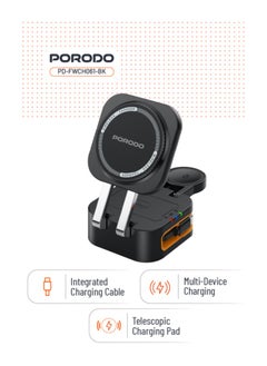 porodo Foldable Pocket-Sized Wireless Charger FWC061 Multi-Device Charging / Telescopic Charging Pad / Telescopic Charging Pad - black  - Image 4