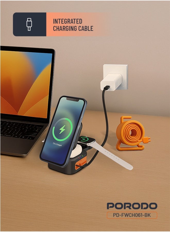 porodo - Foldable Pocket-Sized Wireless Charger FWC061 Multi-Device Charging / Telescopic Charging Pad / Telescopic Charging Pad - black - Image 1