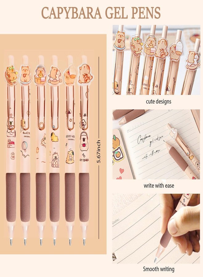 Daphilly Capybara Stationery Set,Cute Capybara School Supplies,Kawaii Stationery Birthday Gifts,Includes Ballpoint Pens,Eraser, Mechanical Pencils,Lead Refills,Gel Pens, Highlighter,for Office School Supplies - Image 5