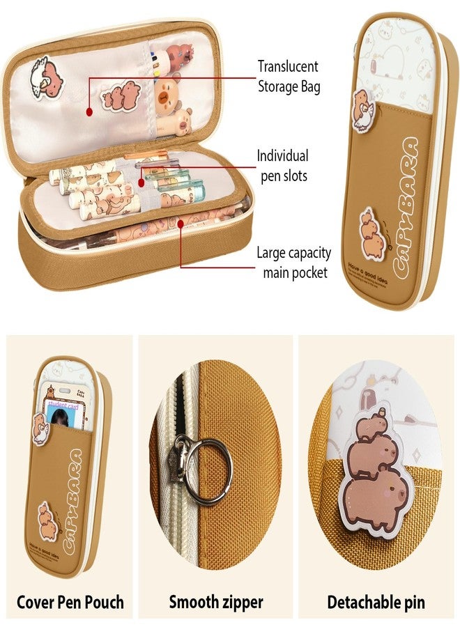 Daphilly Capybara Stationery Set,Cute Capybara School Supplies,Kawaii Stationery Birthday Gifts,Includes Ballpoint Pens,Eraser, Mechanical Pencils,Lead Refills,Gel Pens, Highlighter,for Office School Supplies - Image 3