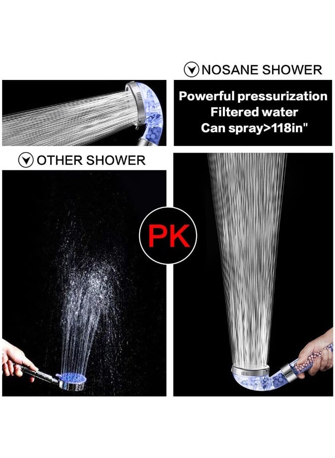 JZS Filtered Shower Head for Hard Water, High Pressure 3 Modes Shower Heads with Handheld Spray, Water Softener Showerhead Set with Mineral Beads to Remove Chlorine & Fluoride,Blue - Image 5