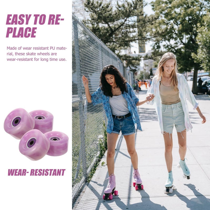 4 Pack 60mm PU Skate Wheels With Bearings For Indoor Outdoor Roller Skates - Image 4
