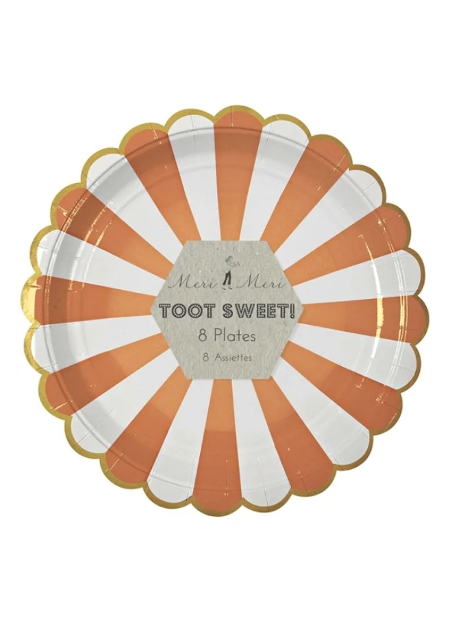 Meri Meri Toot Sweet Large Orange Striped Plate