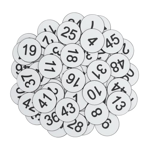StayMax Plastic Number Tags Engraved Numbered Tags Without Hole (1-100, White) - Image 1