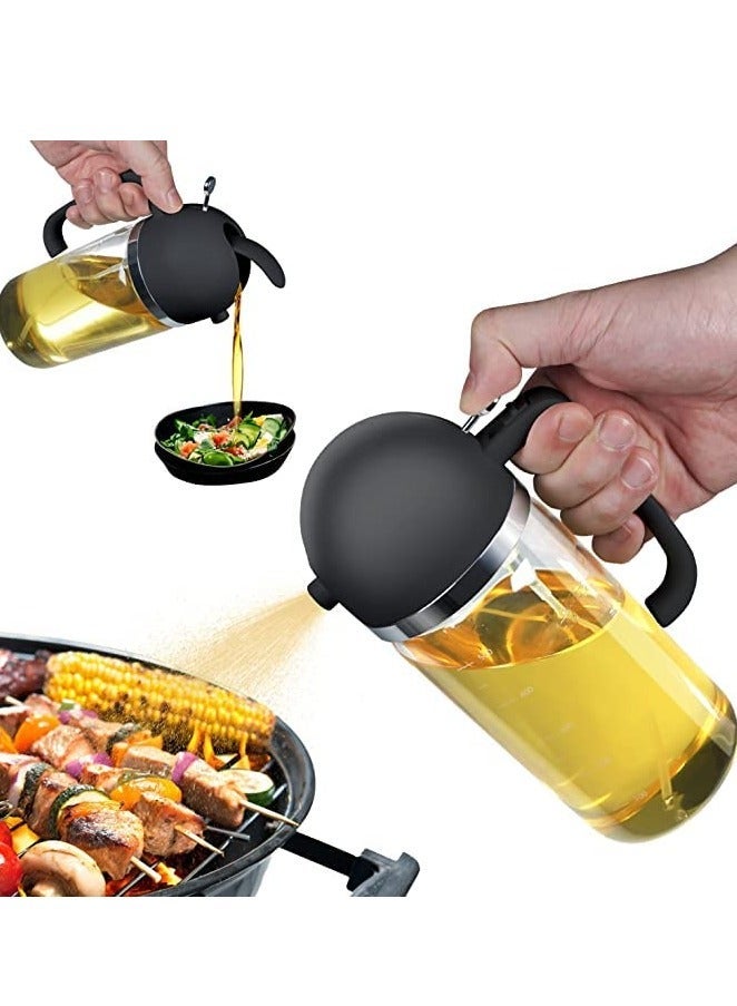 Captaintech 17oz Oil Sprayer for Cooking - 2 in 1 Olive Oil Sprayer and Oil Dispenser - 500ml Oil Spray Bottle with Pourer for Cooking, Kitchen, Salad, Barbecue (Black) - Image 1