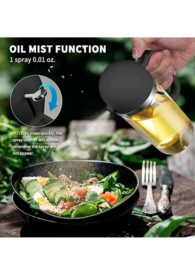 Captaintech 17oz Oil Sprayer for Cooking - 2 in 1 Olive Oil Sprayer and Oil Dispenser - 500ml Oil Spray Bottle with Pourer for Cooking, Kitchen, Salad, Barbecue (Black) - Image 2